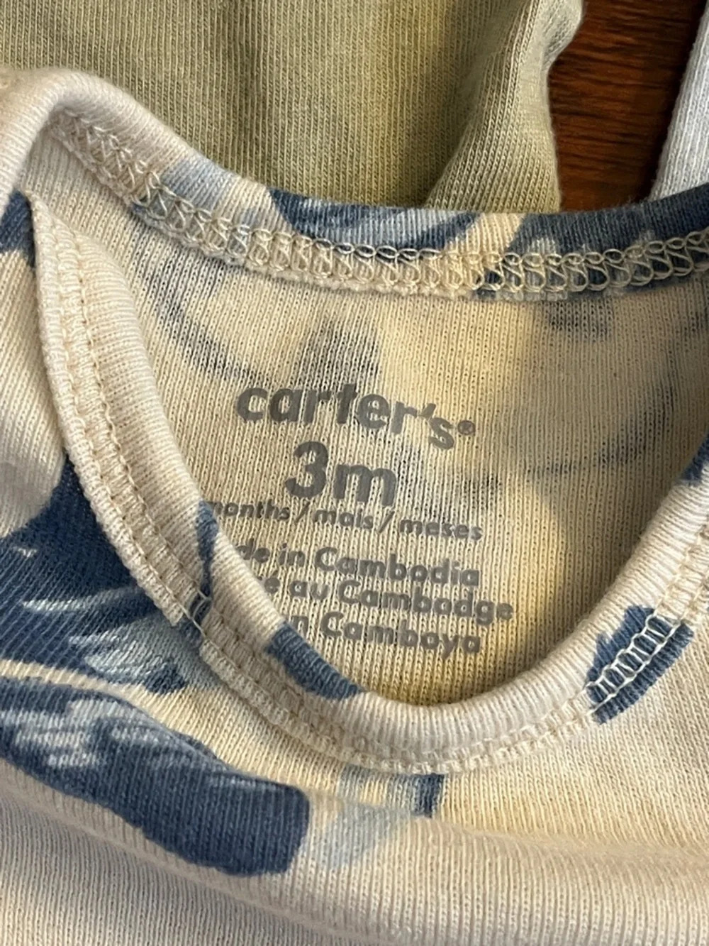 ⭐️⭐️ PICK 5 / $20 Carter's Light Blue, Cream & Sage Panda Print One-Piece 3M